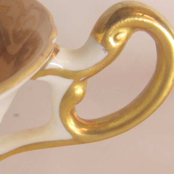 Foley Tea Cup and Saucer Hand Painted Floral Heavy Gold French Loop Handle H235 - Picture 9 of 10